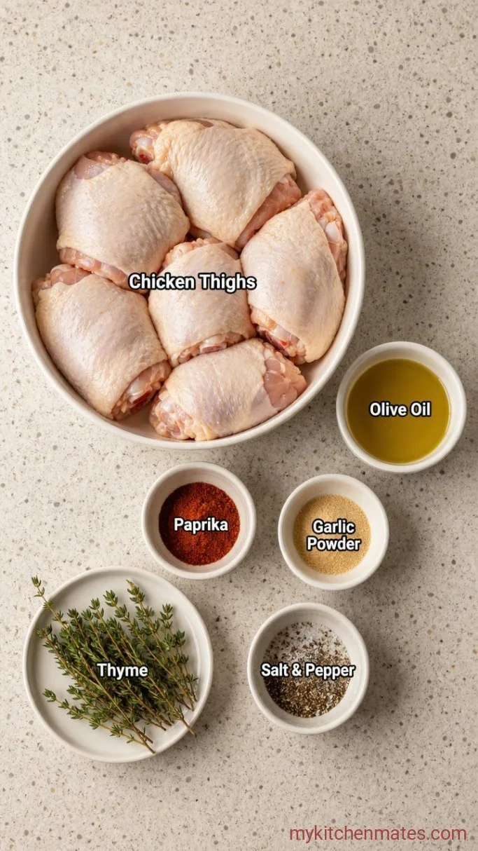 Juicy Oven Roasted Chicken Thighs with Crispy Skin Ingredients