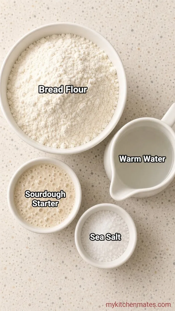 No-Knead Overnight Sourdough Bread Ingredients
