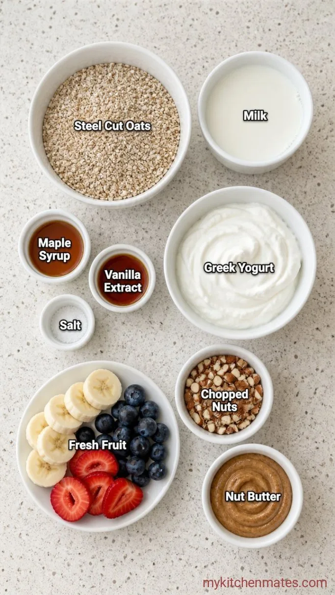 Creamy Overnight Steel Cut Oats (No Cooking Needed) Ingredients
