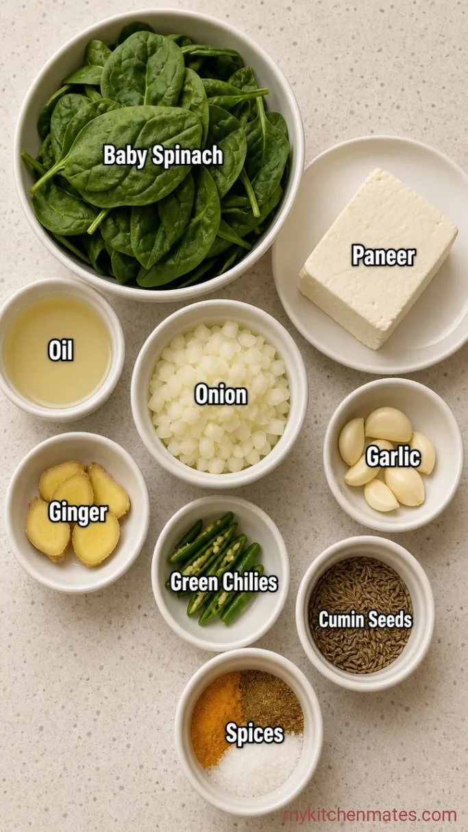 Creamy Palak Paneer (Restaurant-Style Indian Spinach Curry) Ingredients
