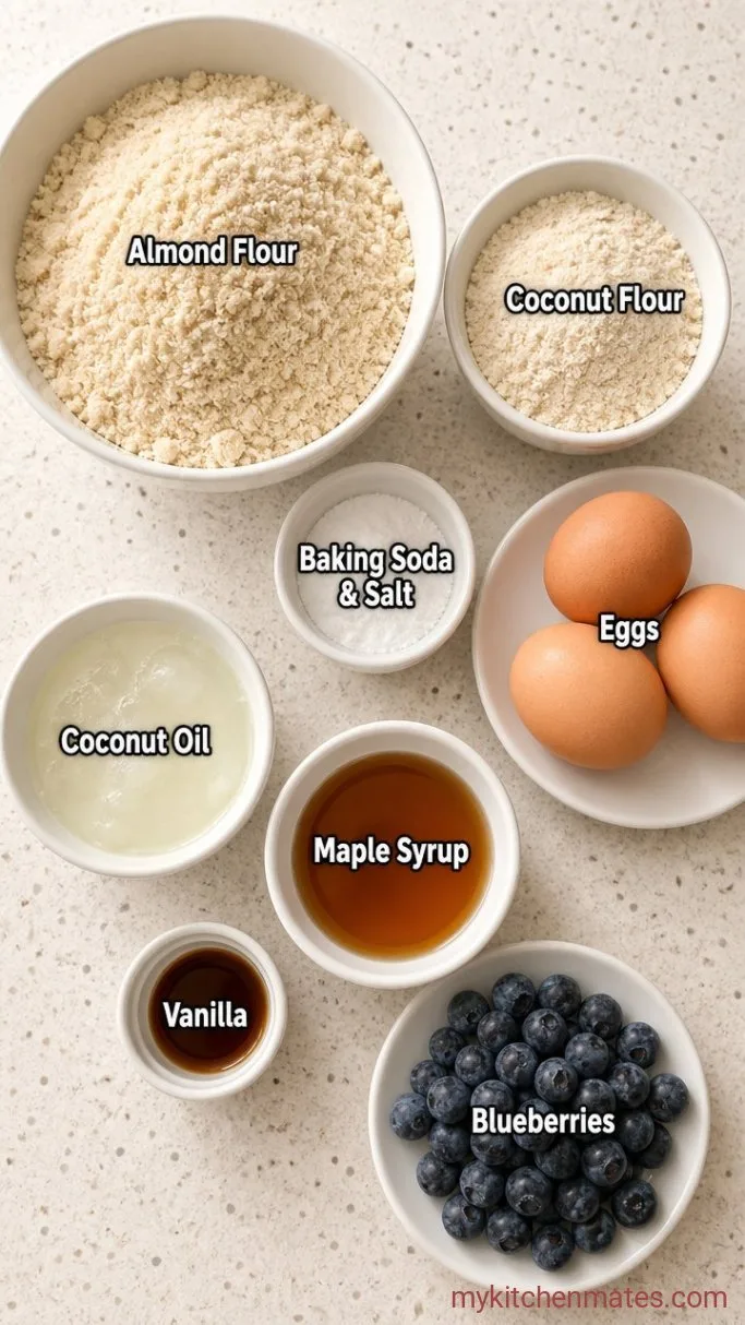 Moist Paleo Blueberry Muffins Ingredients