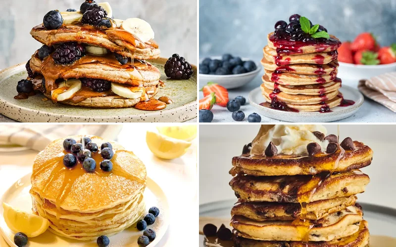 pancakes-breakfast-ideas collage