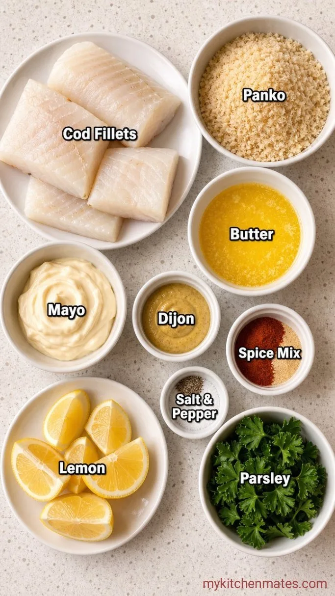 Crispy Baked Panko Crusted Cod Ingredients