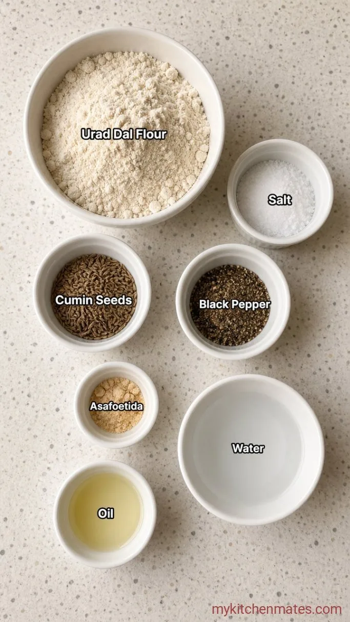 Homemade Papad Recipe (Indian Lentil Crackers) Ingredients