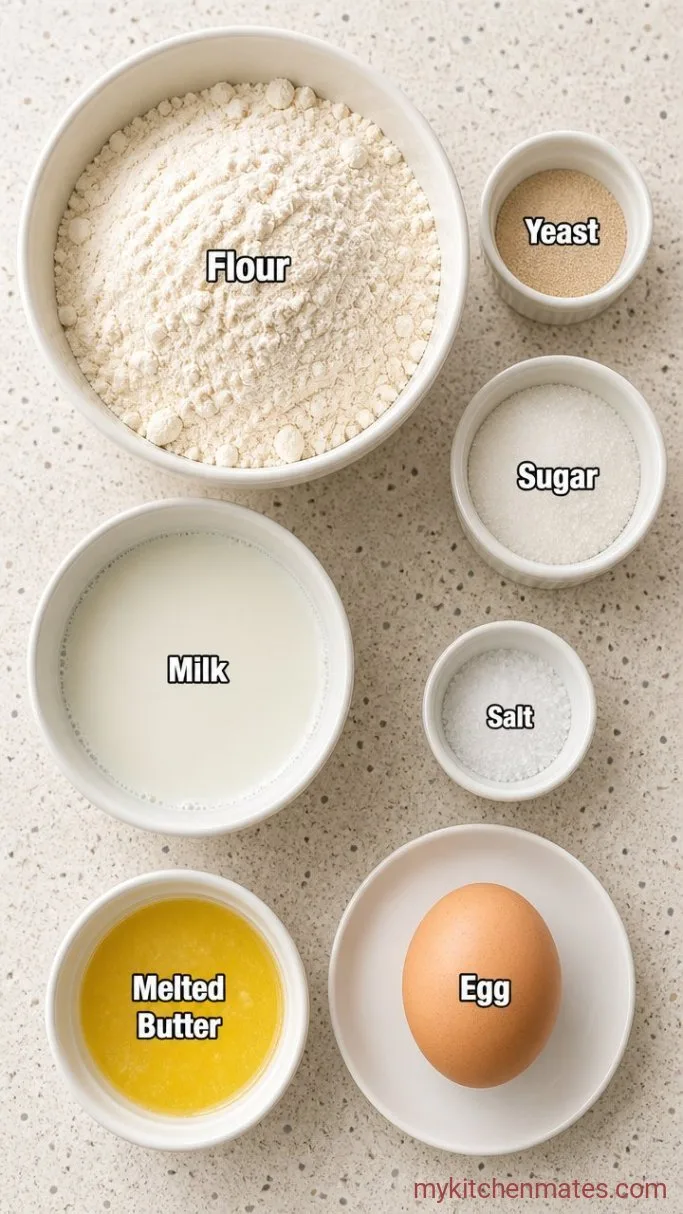 Fluffy Parker House Rolls with Buttery Tops Ingredients