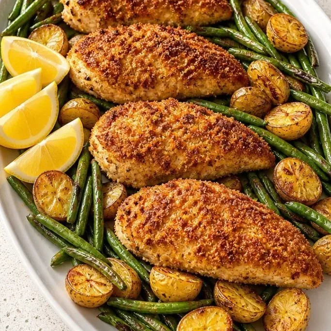 Parmesan Crusted Chicken Sheet Pan
