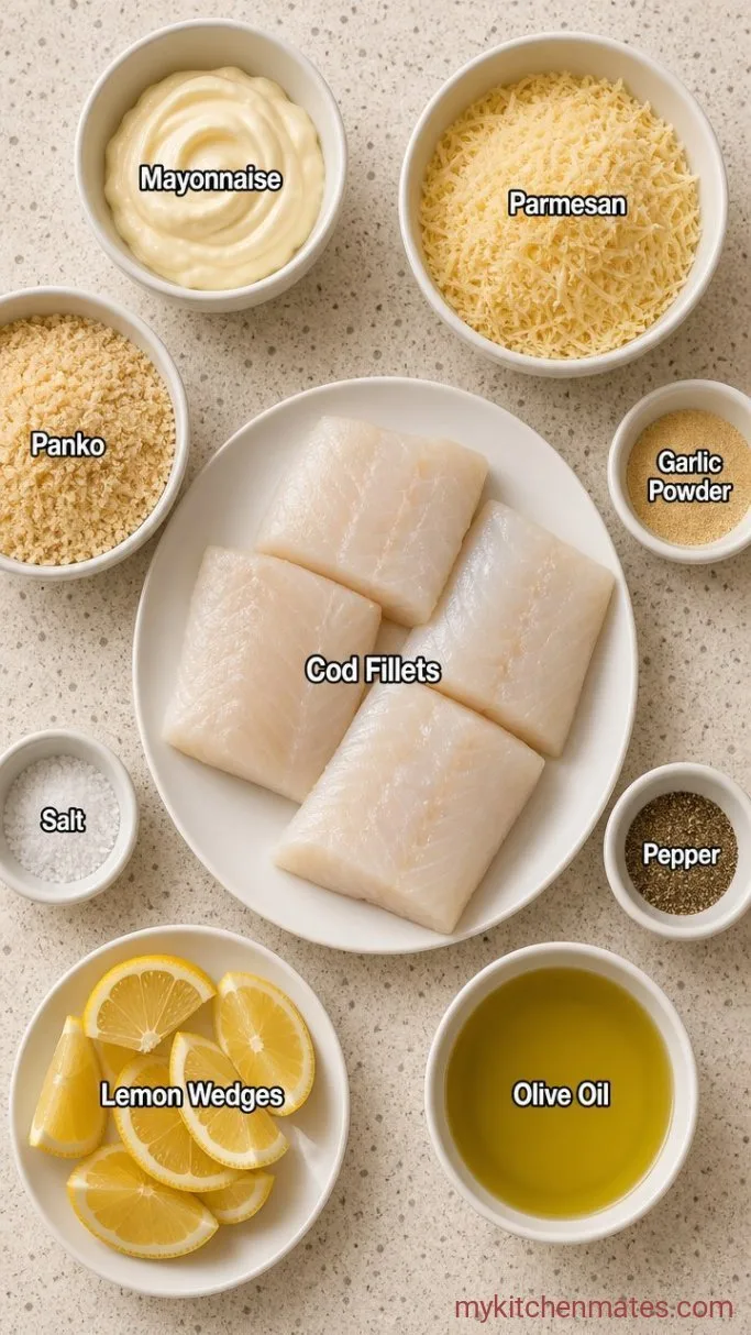 5-Ingredient Parmesan Crusted Cod (Ready in 25 Minutes) Ingredients