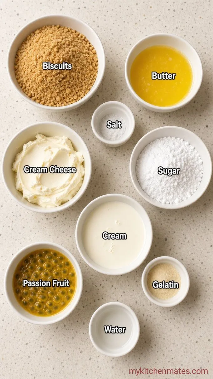 No-Bake Passion Fruit Cheesecake Ingredients