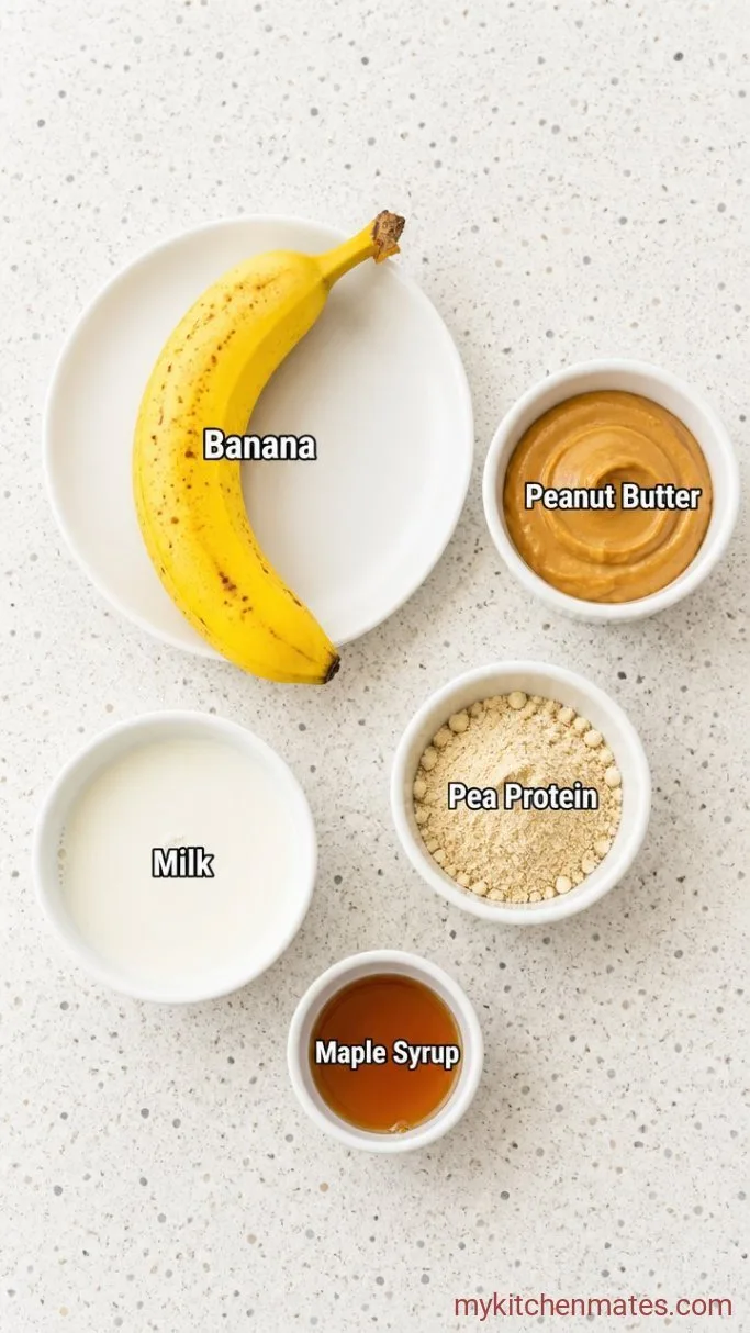 5-Minute Pea Protein Shake with Banana and Peanut Butter Ingredients