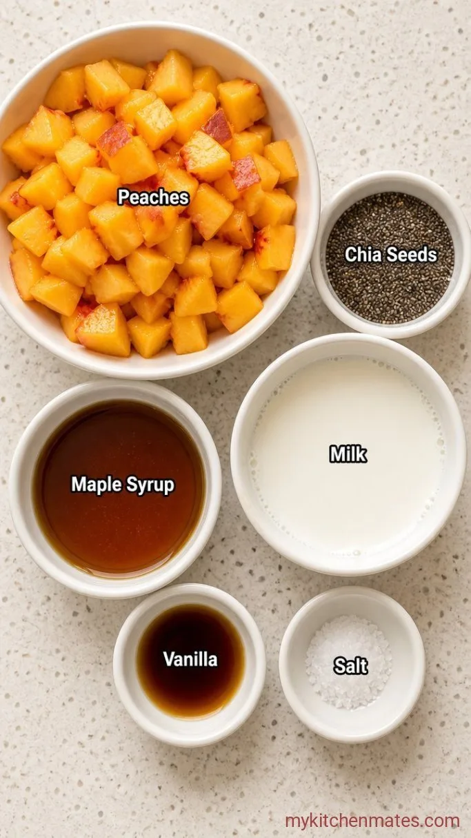 Creamy 5-Ingredient Peach Chia Pudding Ingredients