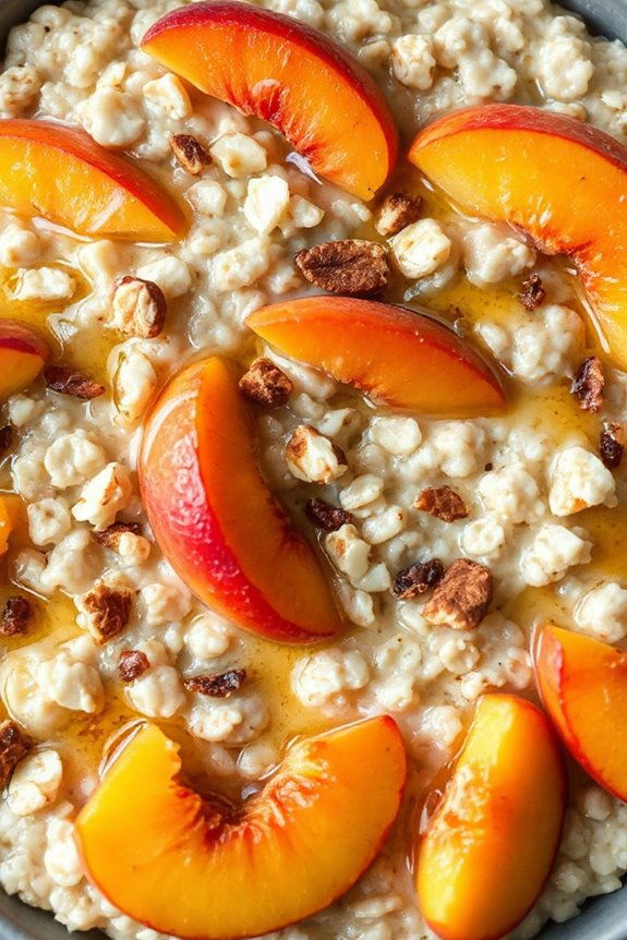 peach infused honey oatmeal dish