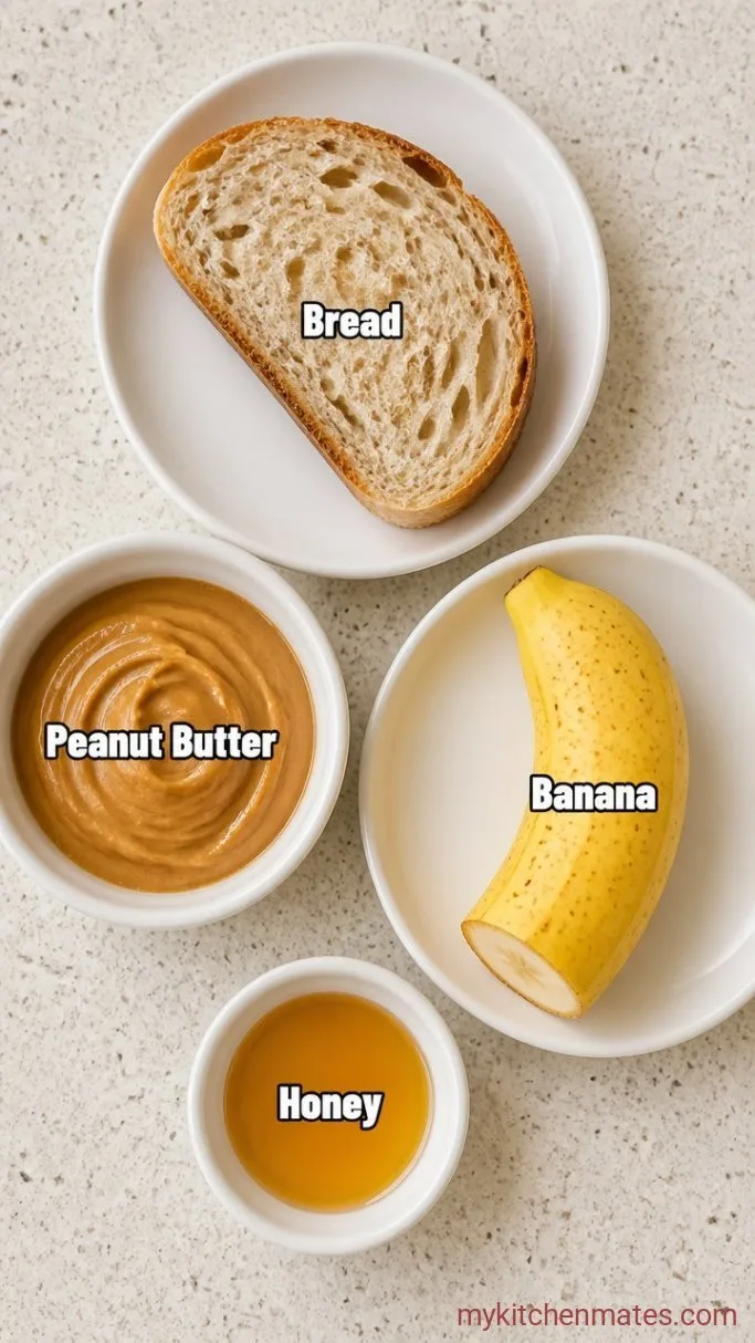 Quick 3-Ingredient Peanut Butter Banana Toast Ingredients