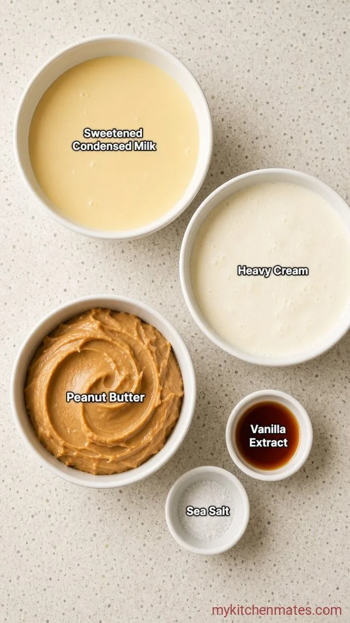 4-Ingredient No-Churn Peanut Butter Ice Cream Ingredients