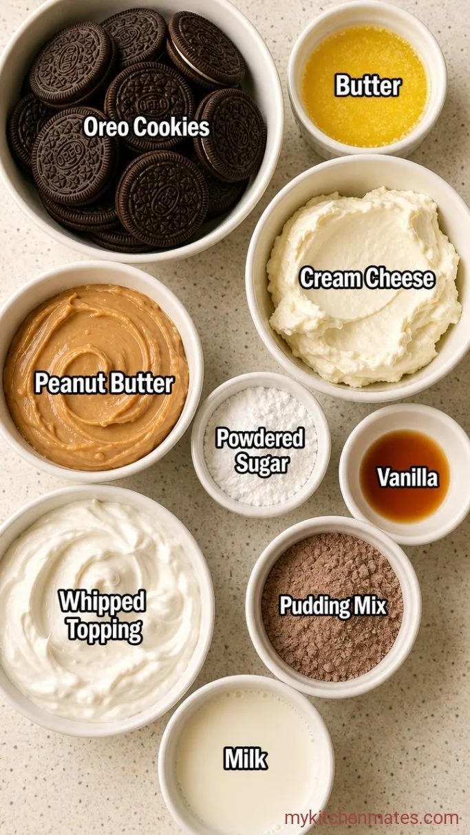 Creamy No-Bake Peanut Butter Lasagna Ingredients