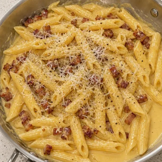 Quick & Creamy Penne Carbonara (No Cream Needed) Penne Carbonara Pasta