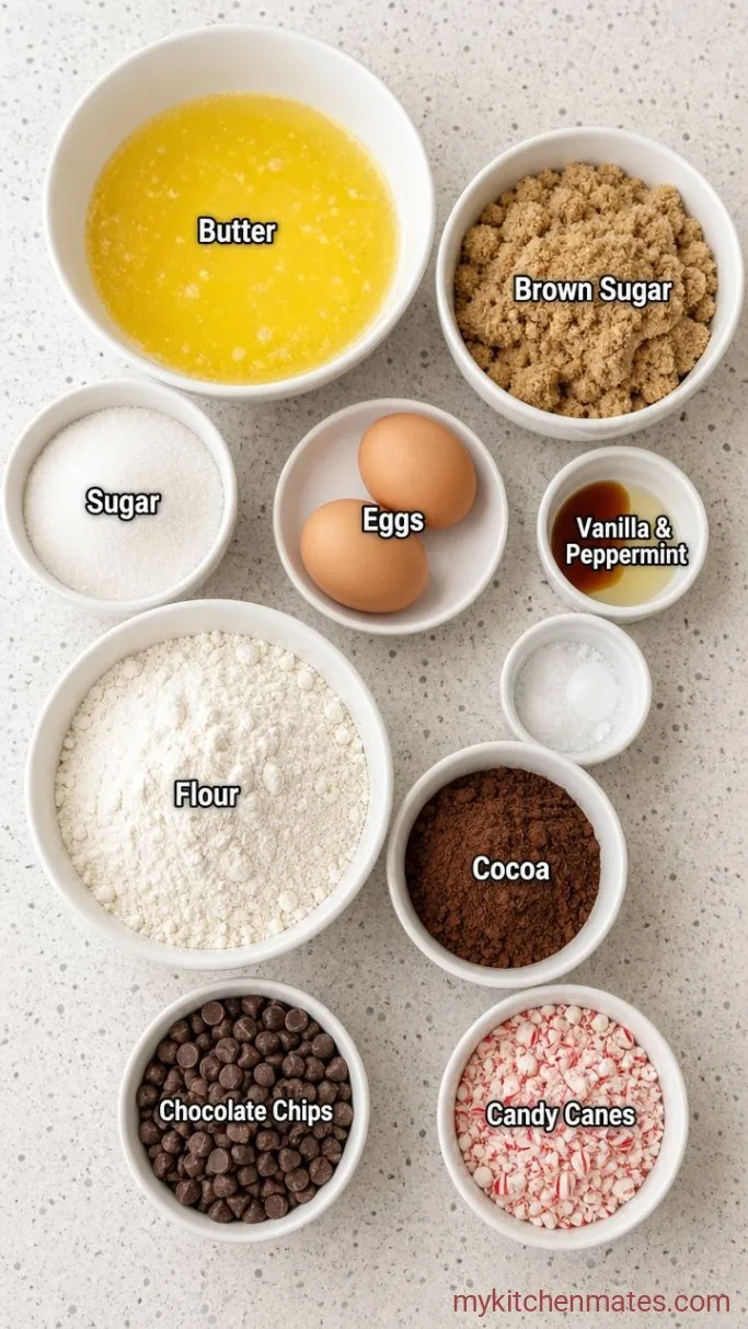 Soft and Fudgy Peppermint Brownie Cookies Ingredients