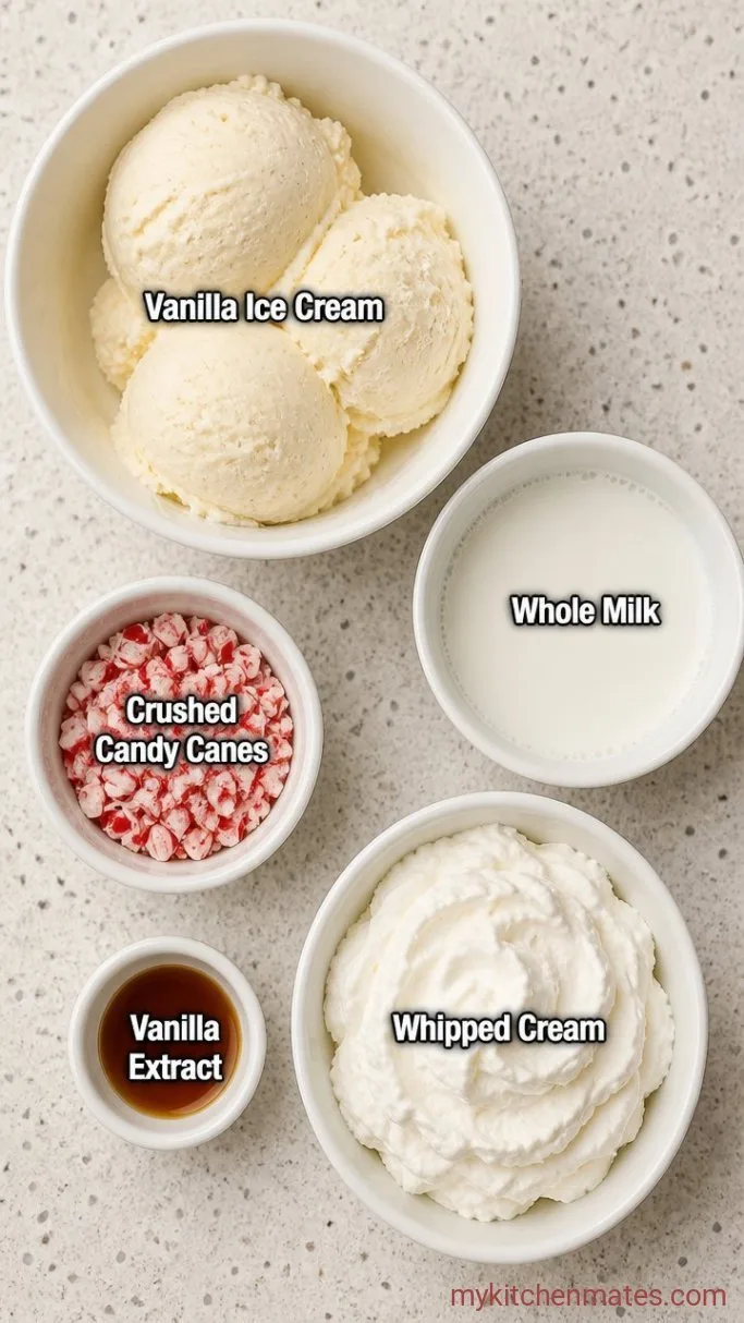 5-Minute Peppermint Candy Milkshake Ingredients