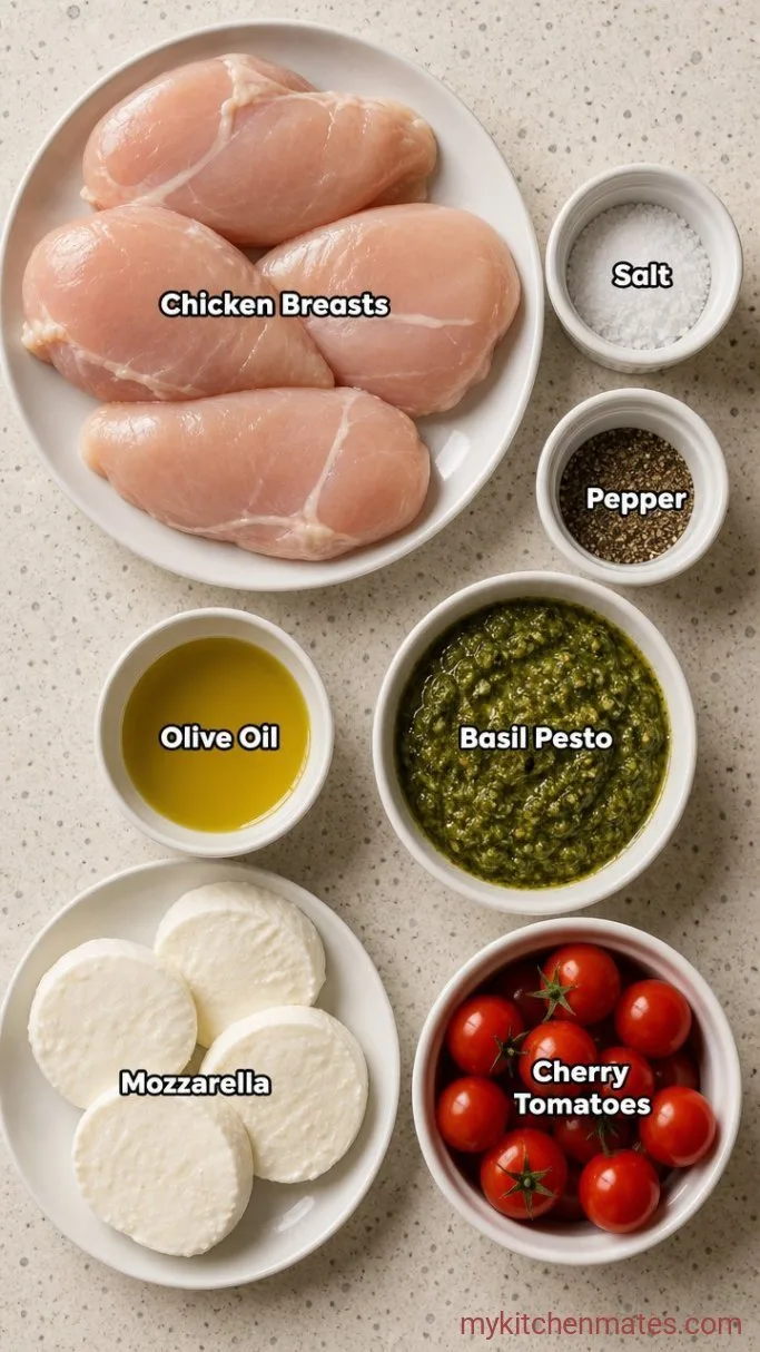 Quick Pesto Chicken Breast with Mozzarella Ingredients