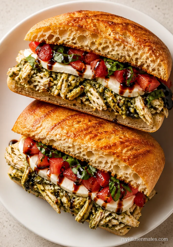11 Crockpot Chicken Sandwich Recipes for Easy Weeknight Wins Pesto Chicken Caprese Sandwiches