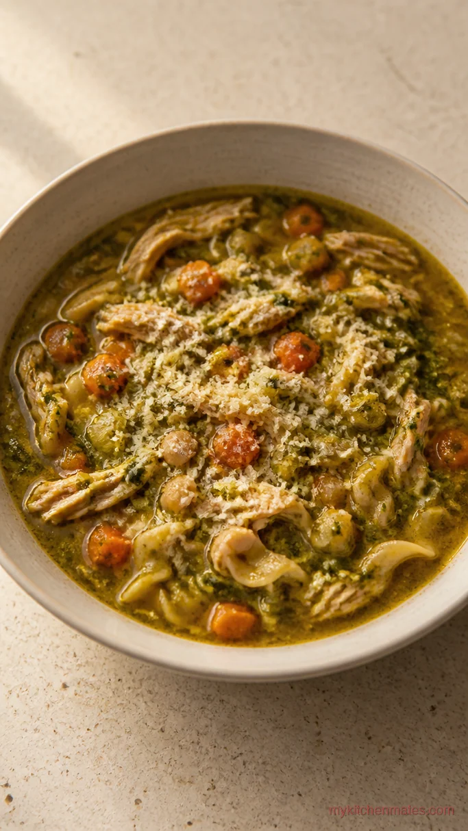Pesto Chicken Noodle Soup
