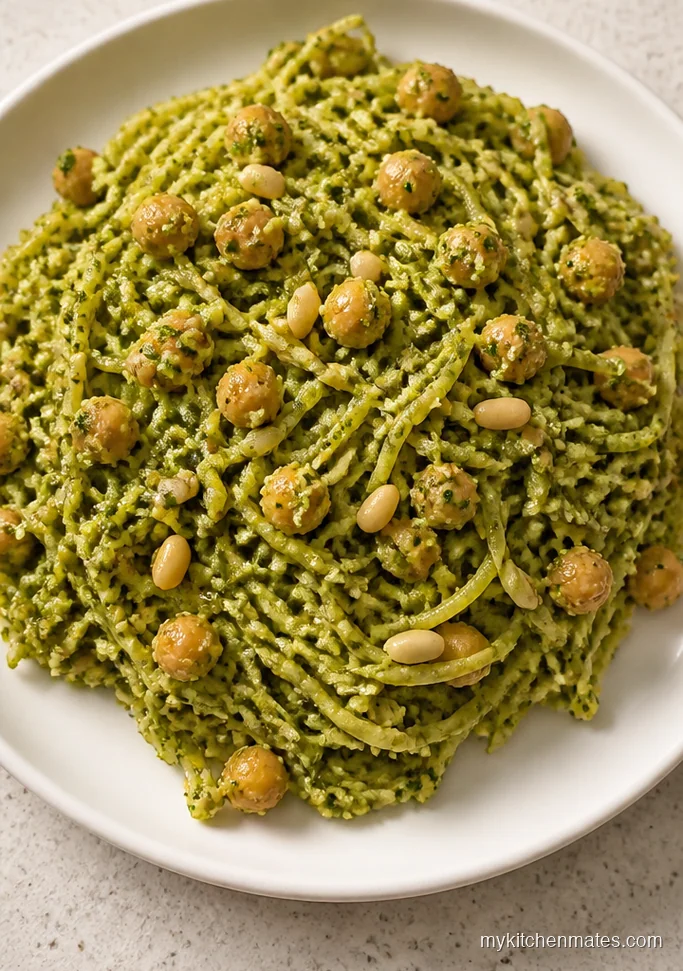 Pesto Chickpea Spaghetti Squash