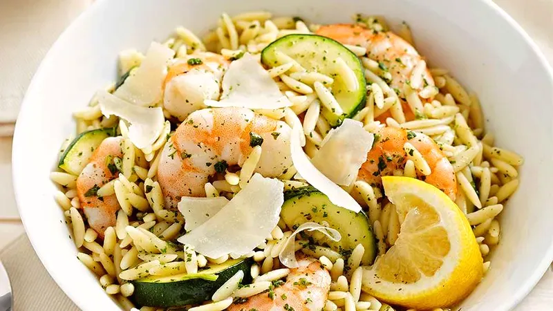 Pesto Shrimp Pasta Food photo of Pesto Shrimp Pasta