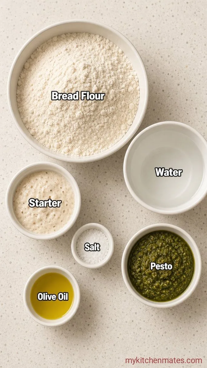 Pesto Swirl Sourdough Bread Ingredients