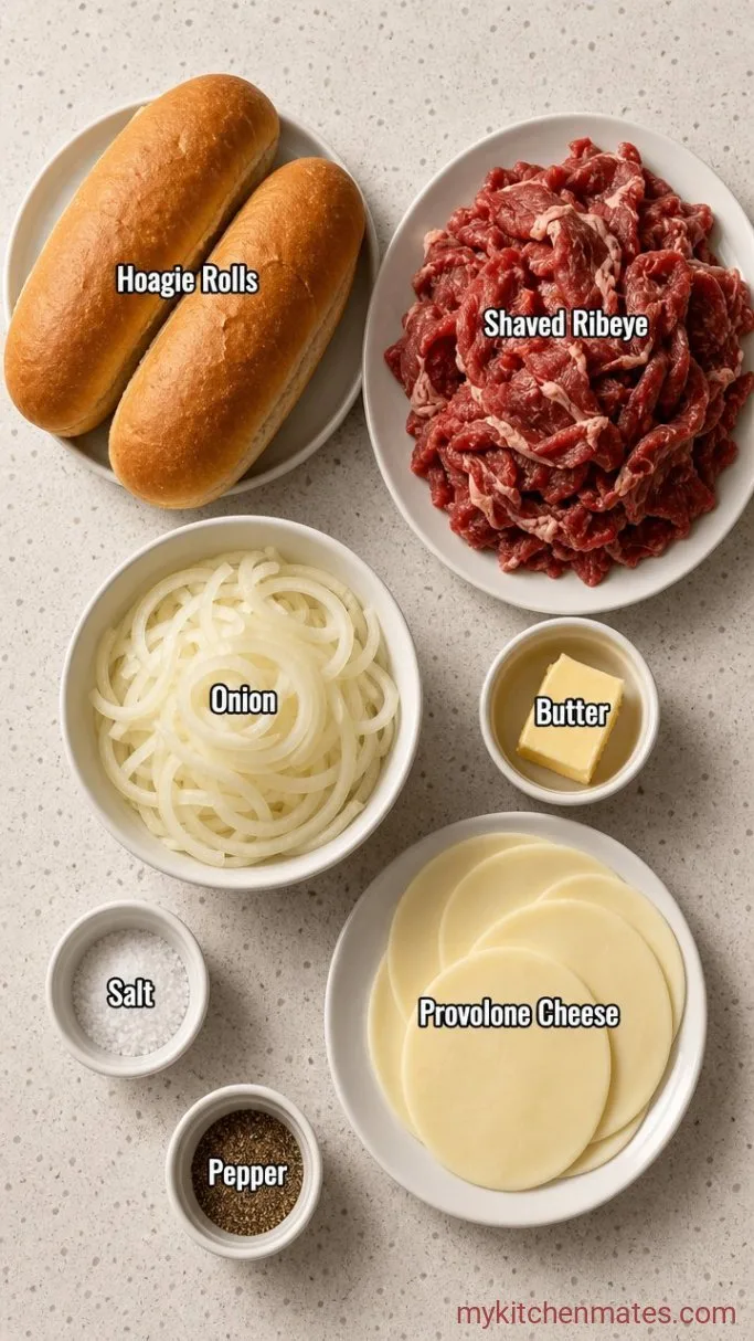Classic Philly Cheese Steak Sandwich Ingredients