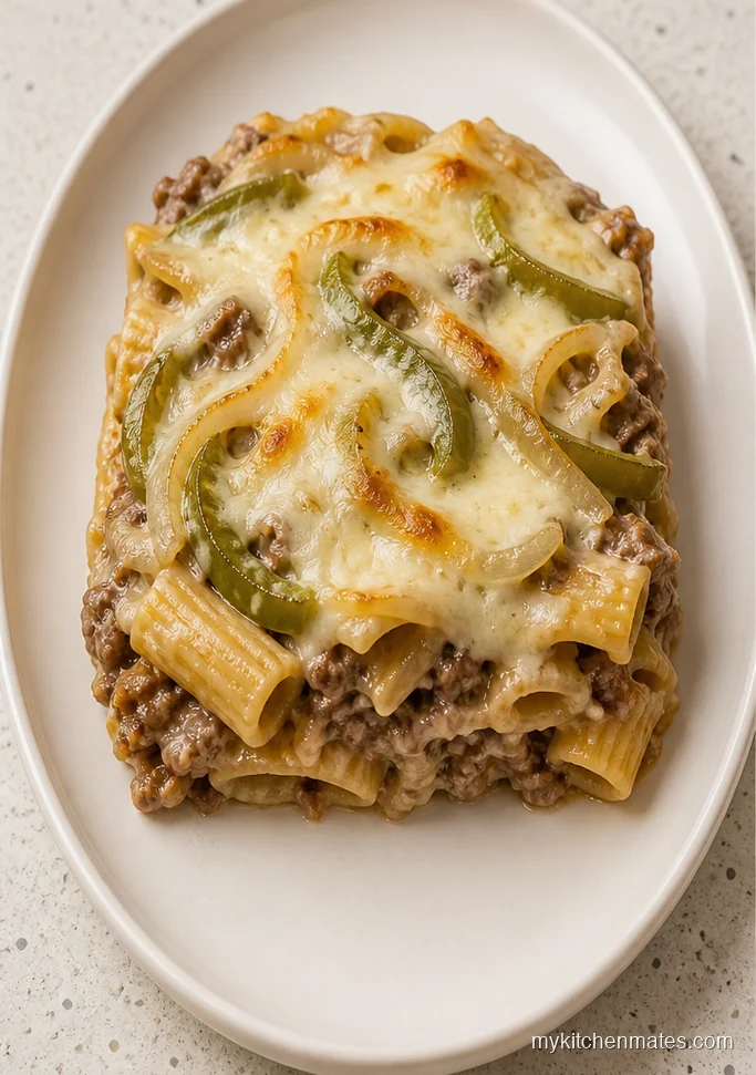 Philly Cheesesteak Ground Beef Casserole