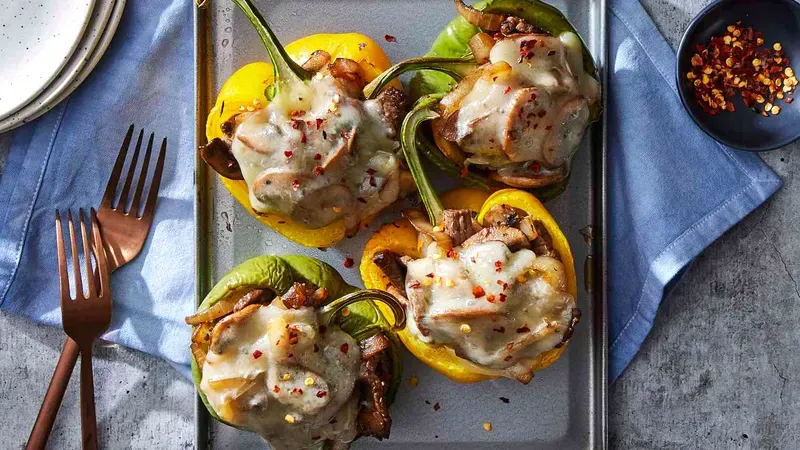 Philly Cheesesteak Stuffed Peppers Food photo of Philly Cheesesteak Stuffed Peppers