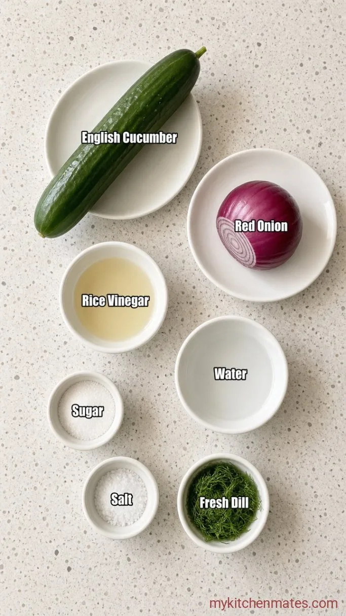 Quick 10-Minute Pickled Cucumber Salad Ingredients