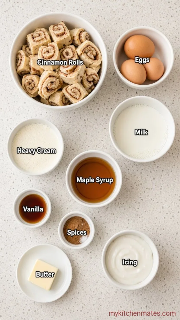 Overnight Pillsbury Cinnamon Roll Breakfast Casserole Ingredients