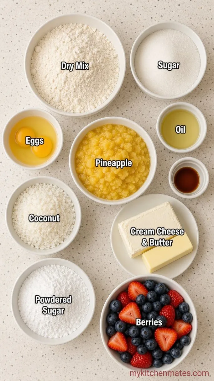 Pineapple Coconut God Bless America Cake Ingredients