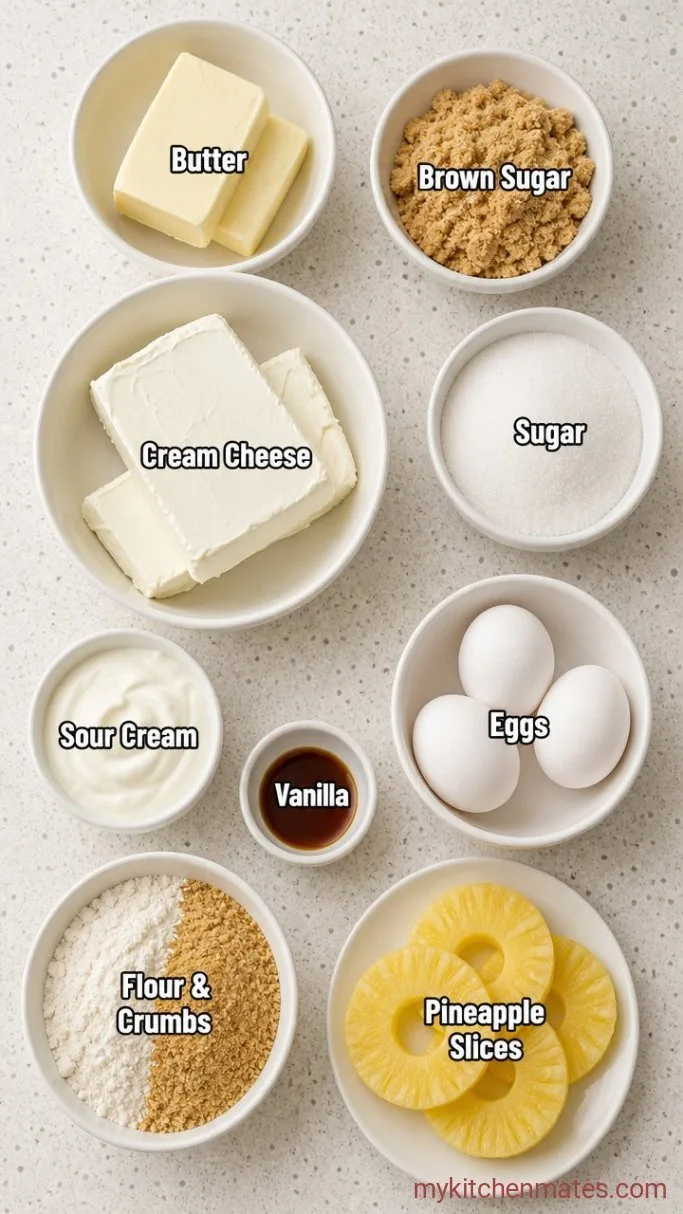 One-Pan Pineapple Upside Down Cheesecake Ingredients