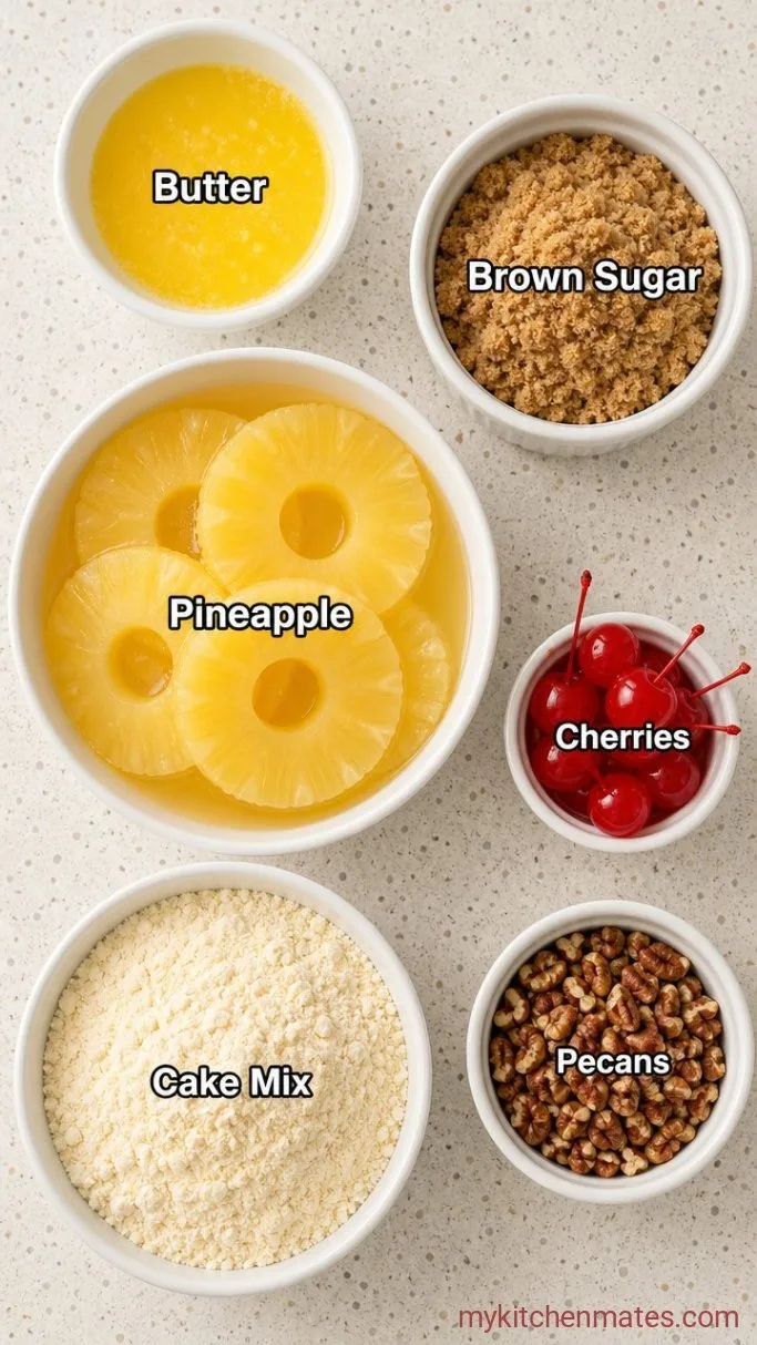 5-Ingredient Pineapple Upside Down Dump Cake Ingredients
