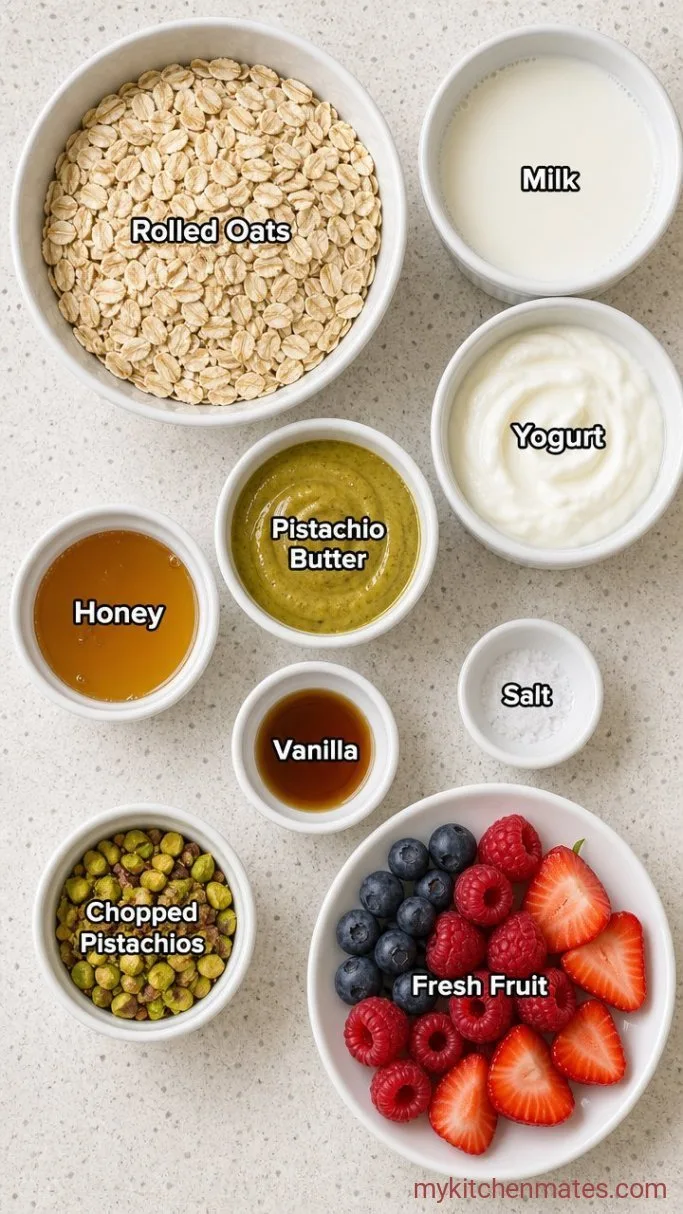 Creamy Pistachio Overnight Oats Ingredients
