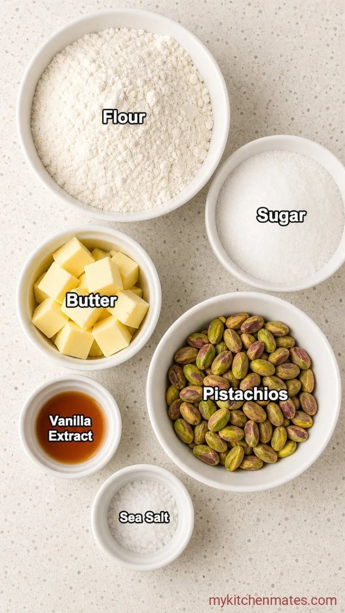 Buttery Pistachio Shortbread Cookies Ingredients