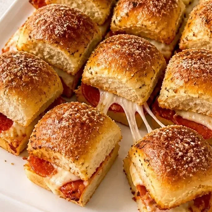 Cheesy Pizza Sliders on Hawaiian Rolls Pizza Sliders Hawaiian Rolls