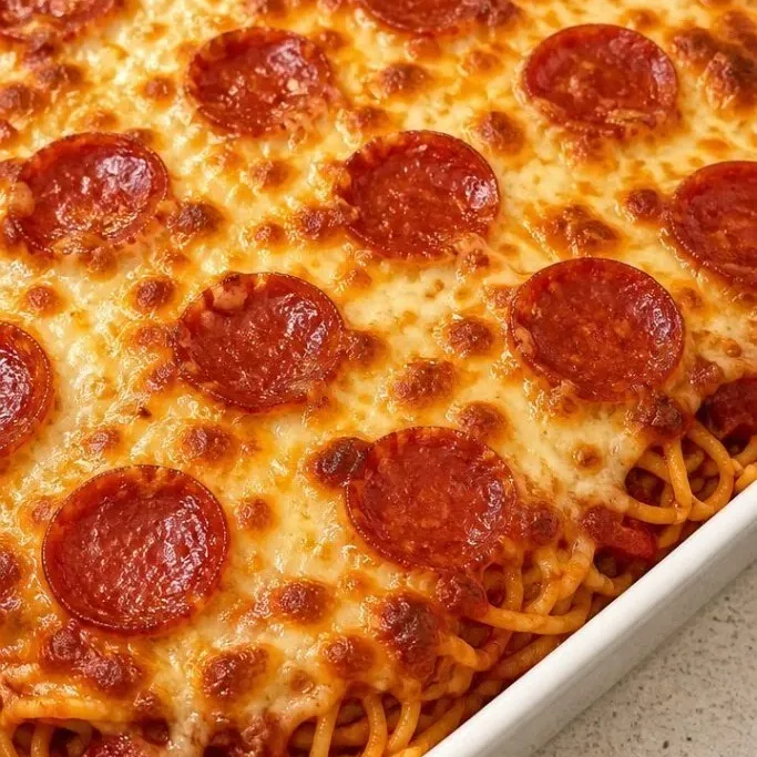 Cheesy Pizza Spaghetti Casserole Pizza Spaghetti Casserole