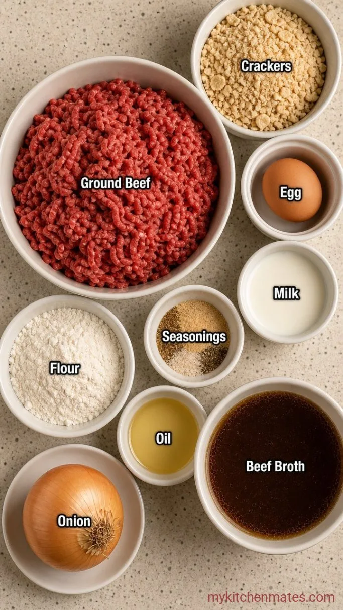 Old-Fashioned Poor Man’s Steak with Onion Gravy Ingredients