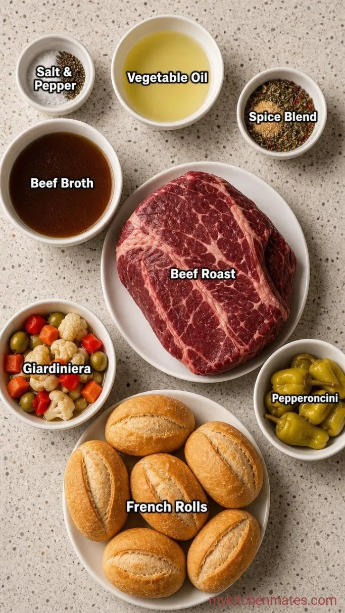 Slow Cooker Portillo’s Italian Beef Copycat Ingredients