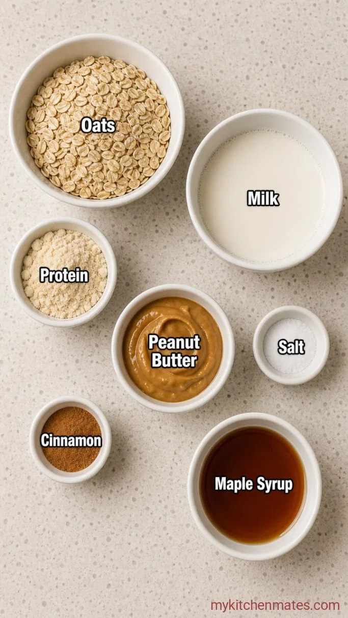 Creamy Peanut Butter Protein Oatmeal Ingredients