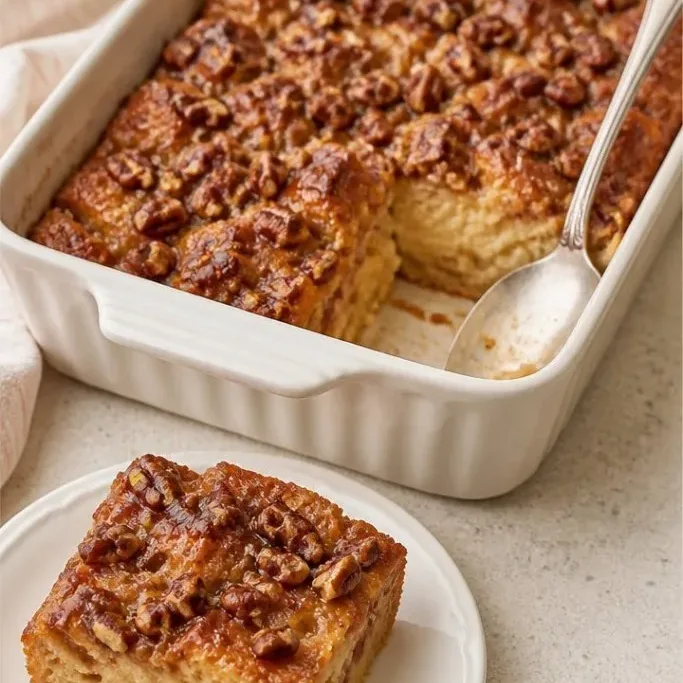 Pumpkin Bread Pudding with a Buttery Pecan Topping Pumpkin Bread Pudding