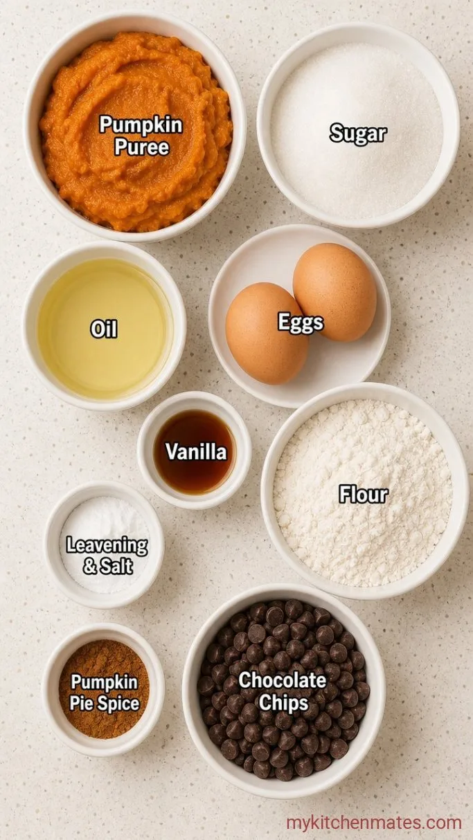 Moist Pumpkin Chocolate Chip Bread (One Bowl) Ingredients