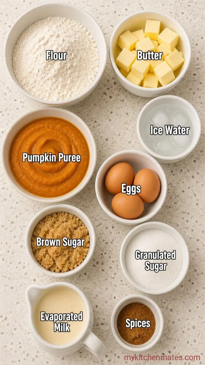 Creamy Pumpkin Custard Pie with a Buttery Crust Ingredients