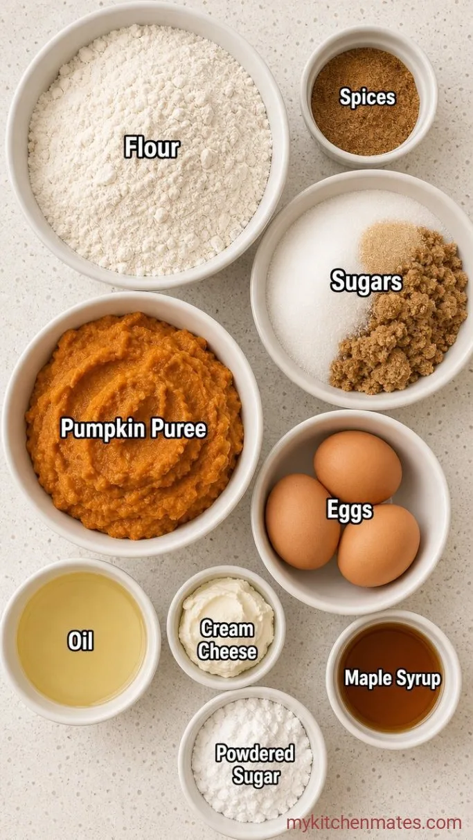 Pumpkin Spice Bundt Cake with Maple Glaze Ingredients