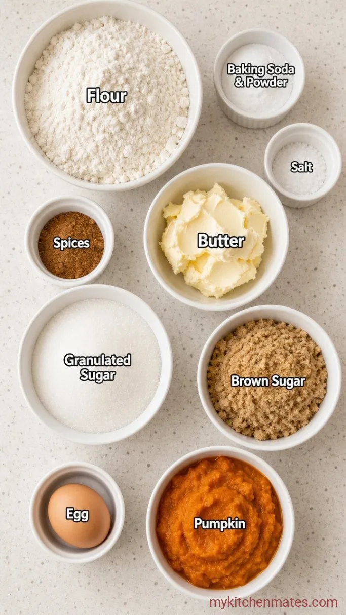 Soft and Chewy Pumpkin Sugar Cookies Ingredients