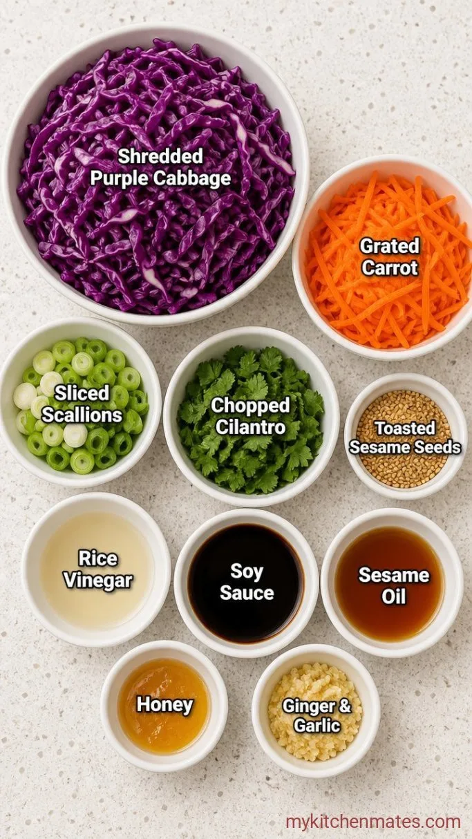 Crunchy Purple Cabbage Salad with Sesame Ginger Dressing Ingredients