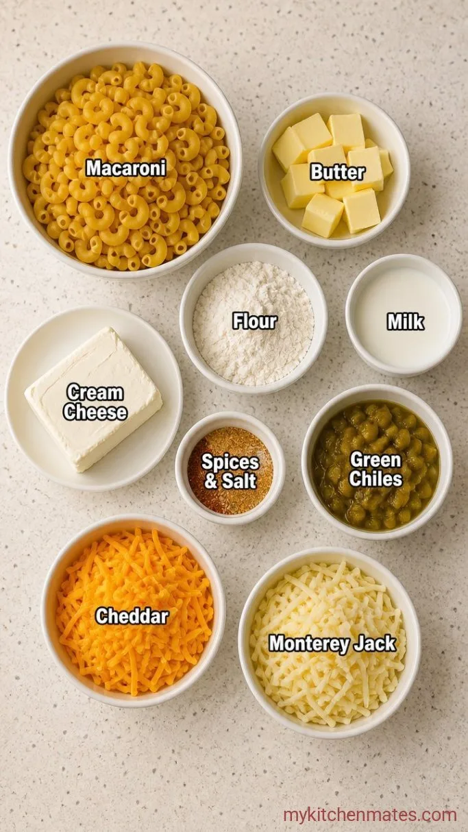 One-Pot Queso Mac and Cheese Ingredients