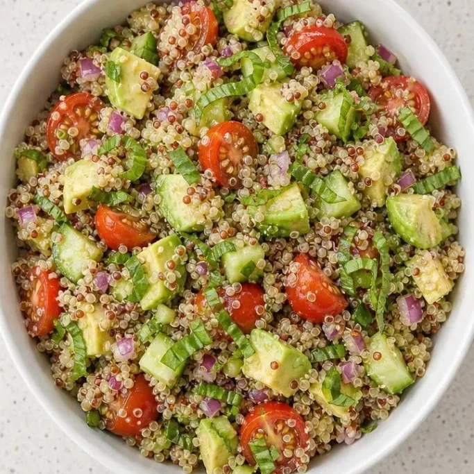 Creamy Quinoa Avocado Salad with Lemon Basil Dressing Quinoa Avocado Salad